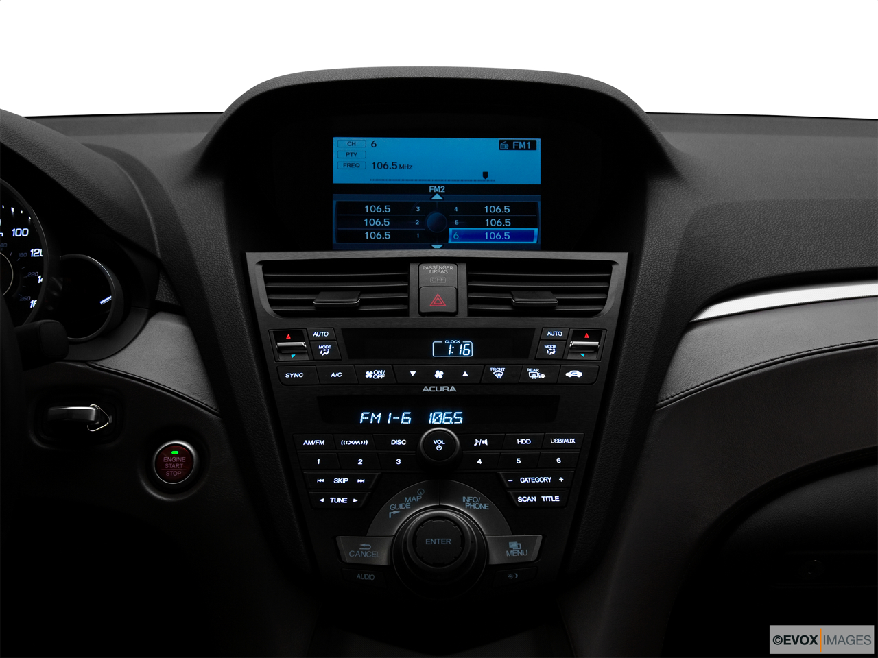 2010 Acura ZDX ZDX Advance Closeup of radio head unit 