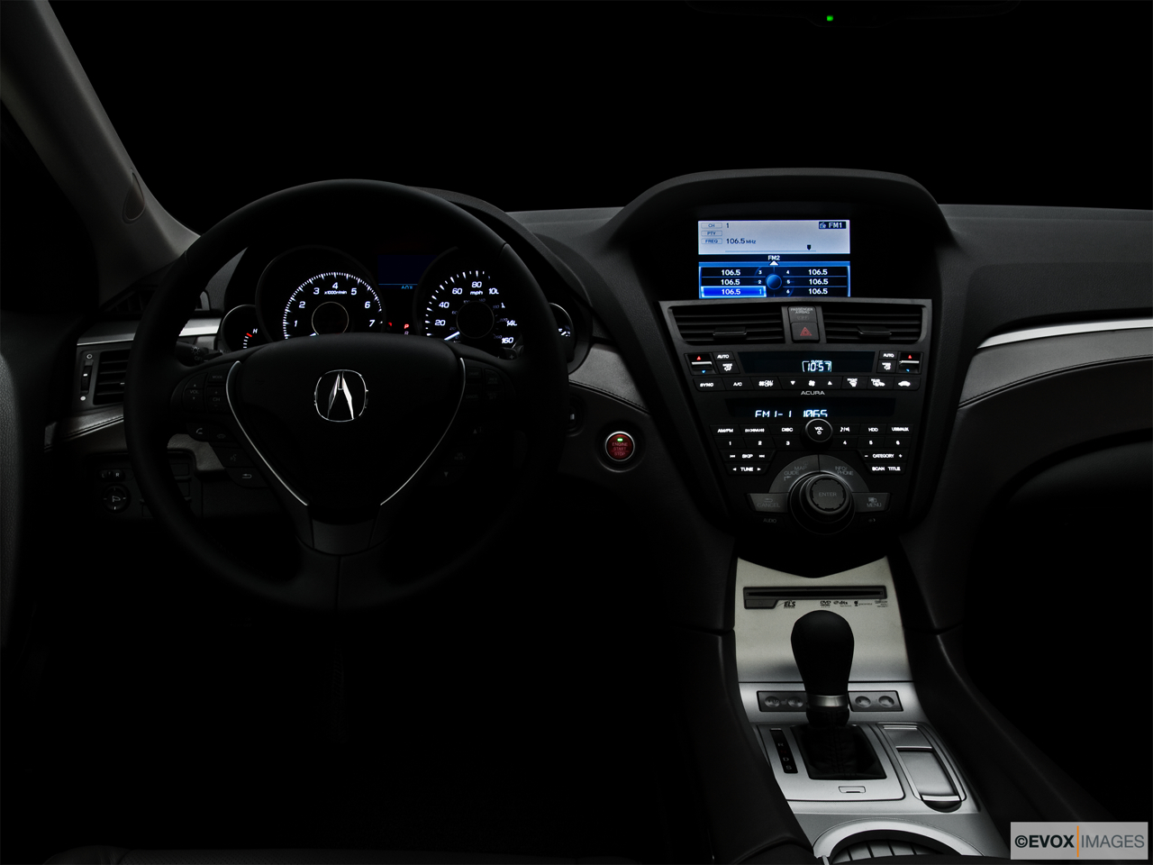 2010 Acura ZDX ZDX Technology Centered wide dash shot - "night" shot. 