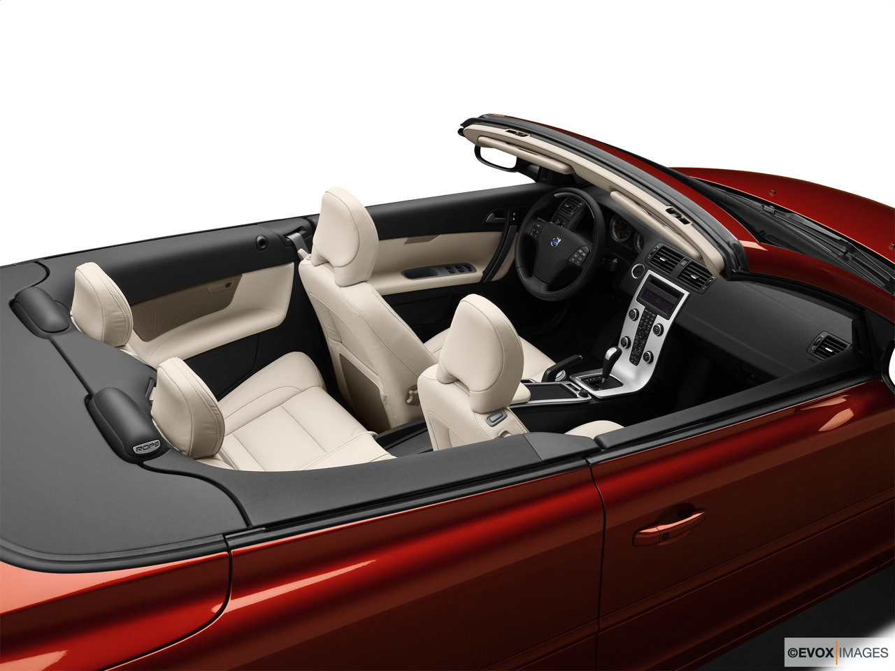 2011 Volvo C70 T5 A Convertible Hero (high from passenger, looking down into interior). 