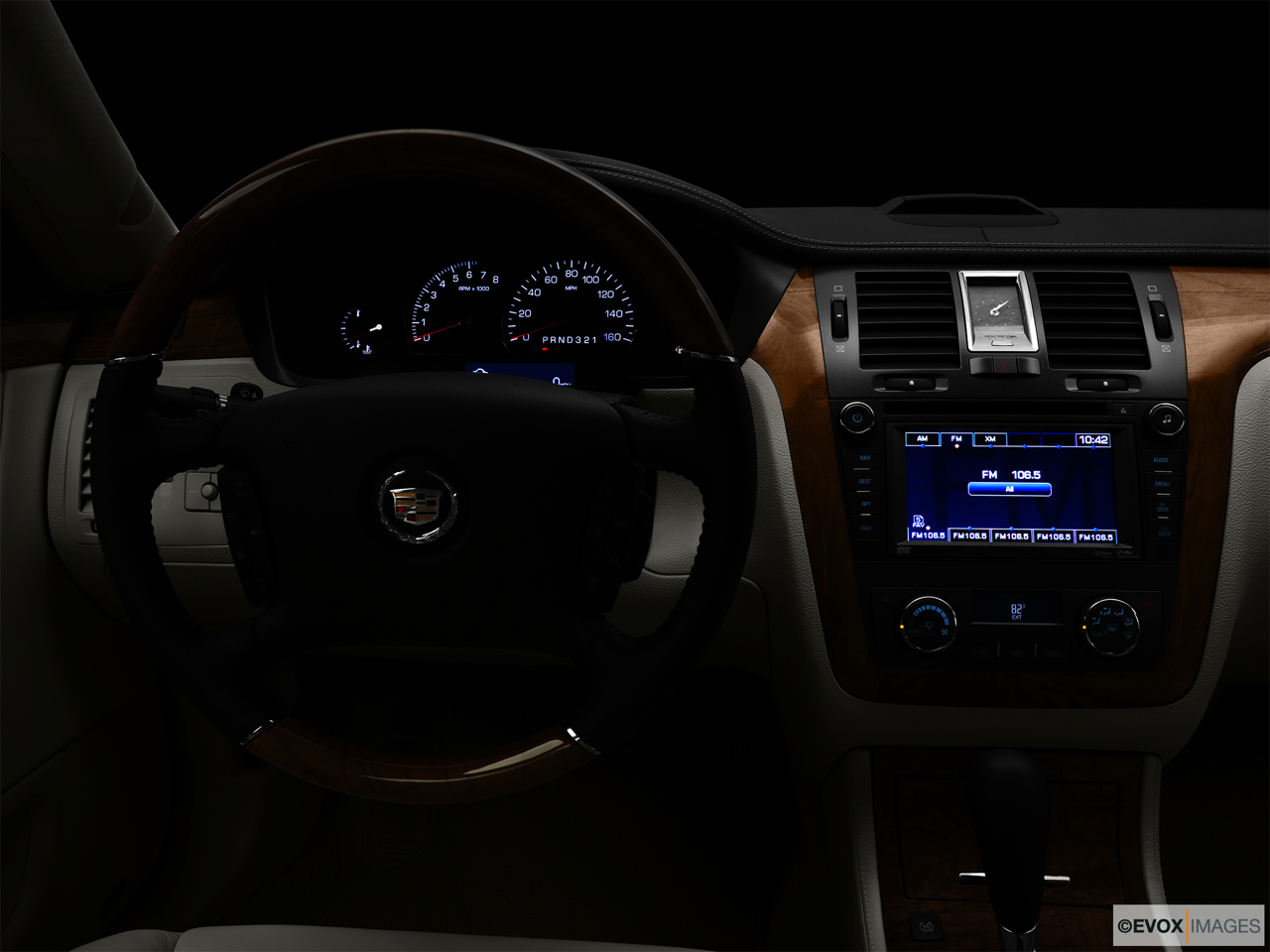 2011 Cadillac DTS Platinum Centered wide dash shot - "night" shot. 