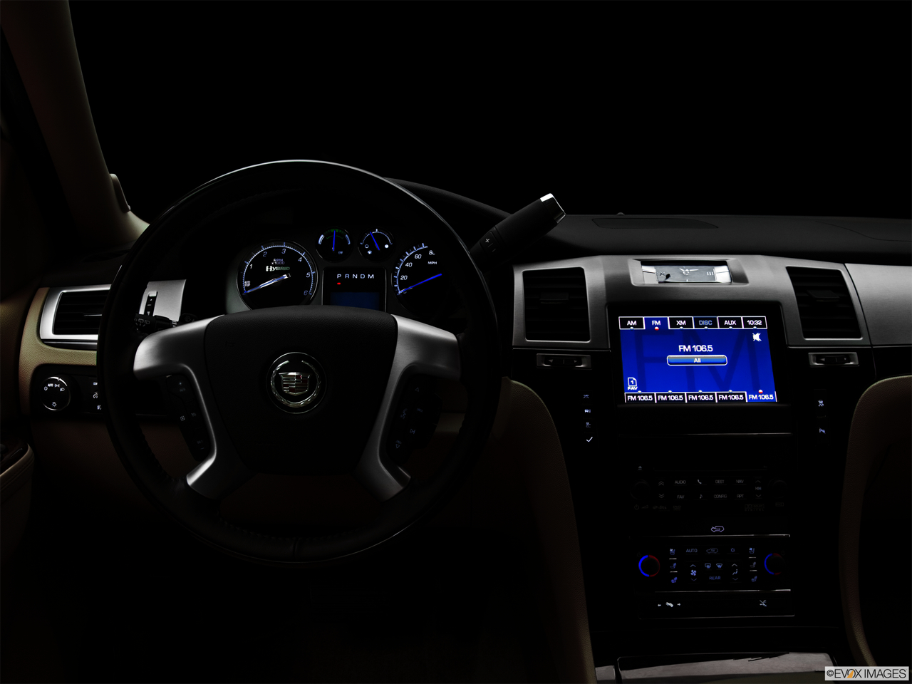 2011 Cadillac Escalade Hybrid Base Centered wide dash shot - "night" shot. 