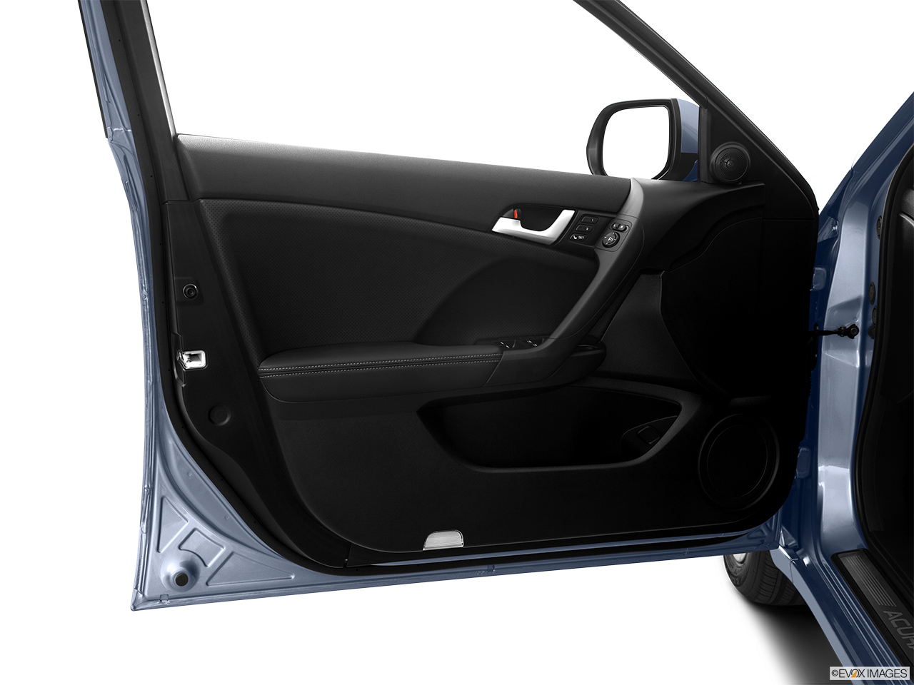 2011 Acura TSX Base Inside of driver's side open door, window open. 