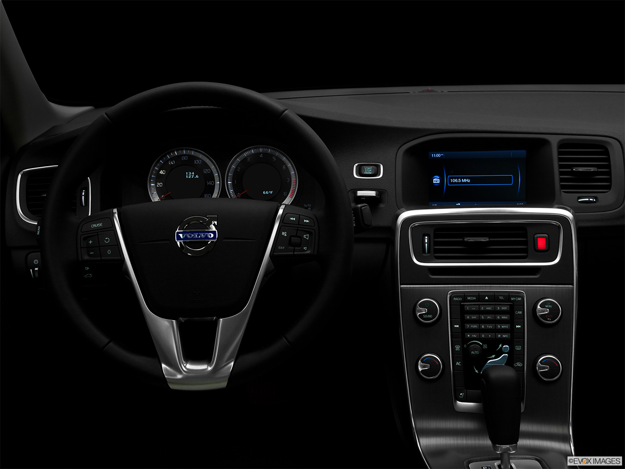 2012 Volvo S60 T5 SR Centered wide dash shot - "night" shot. 