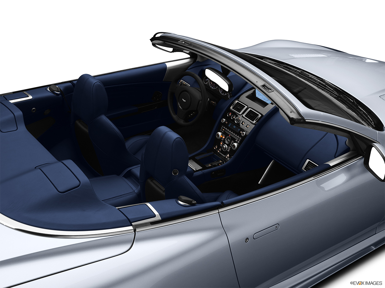 2011 Aston Martin DBS Volante Convertible Hero (high from passenger, looking down into interior). 