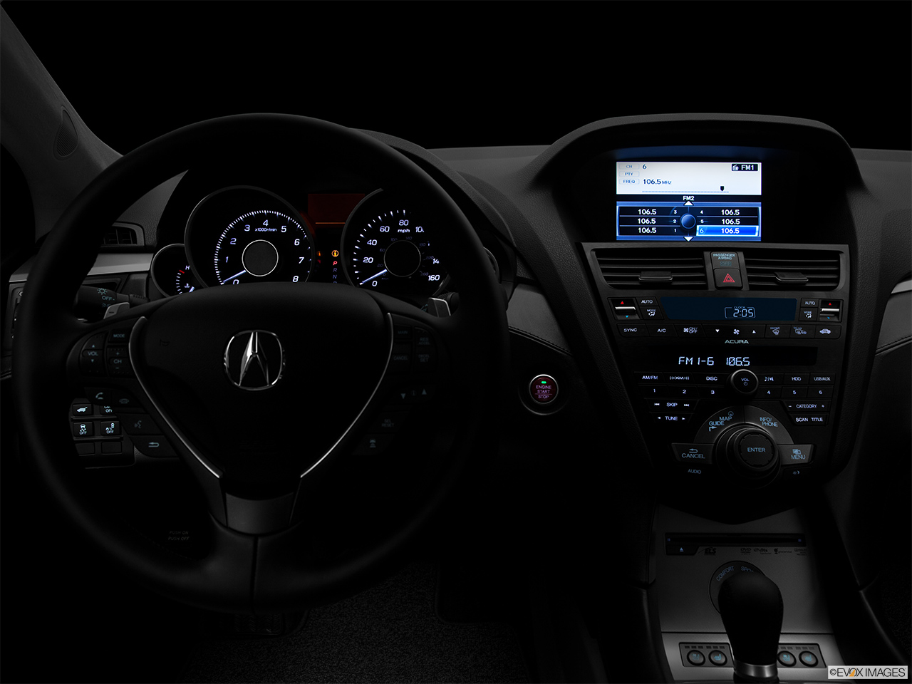2011 Acura ZDX ZDX Advance Centered wide dash shot - "night" shot. 