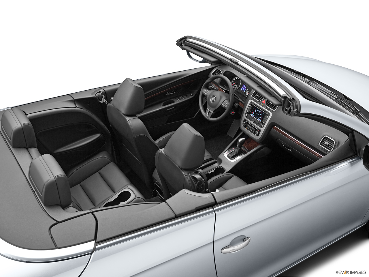 2012 Volkswagen Eos Lux Convertible Hero (high from passenger, looking down into interior). 