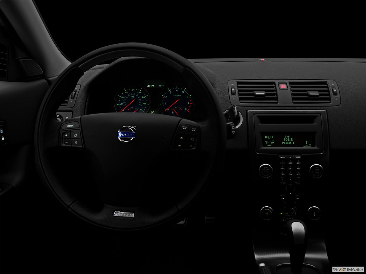 2012 Volvo C30 T5 R-Design Centered wide dash shot - "night" shot. 
