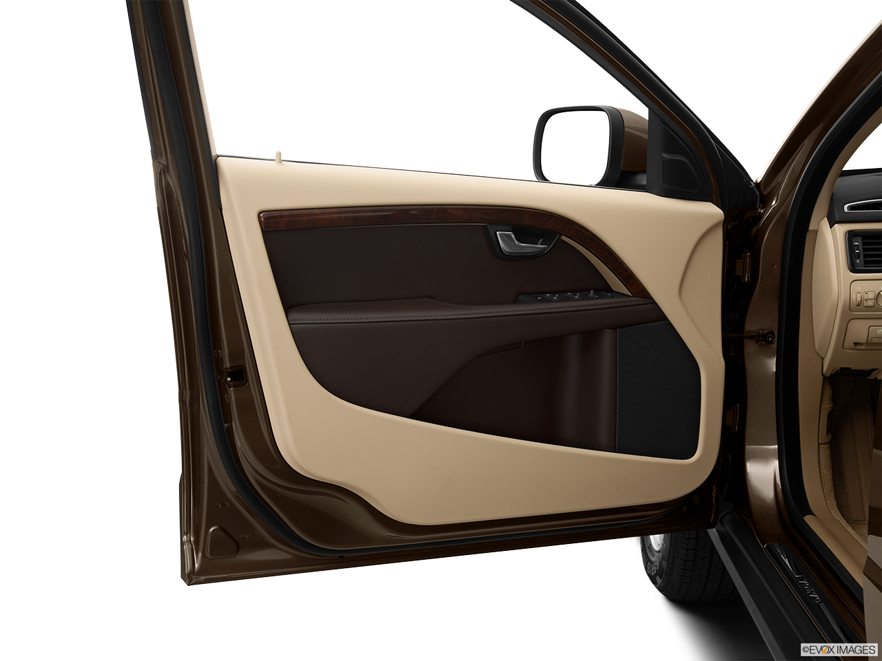 2012 Volvo XC70 3.2L Inside of driver's side open door, window open. 
