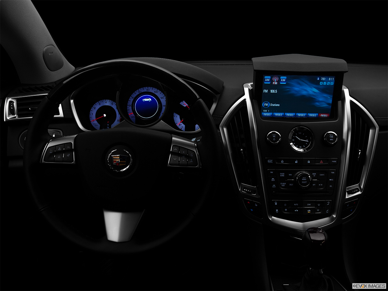 2012 Cadillac SRX Luxury Collection Centered wide dash shot - "night" shot. 