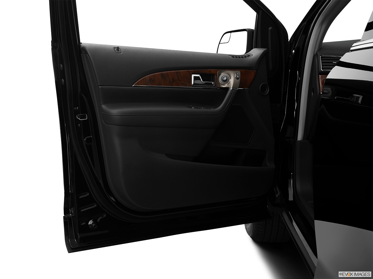 2012 Lincoln MKX FWD Inside of driver's side open door, window open. 