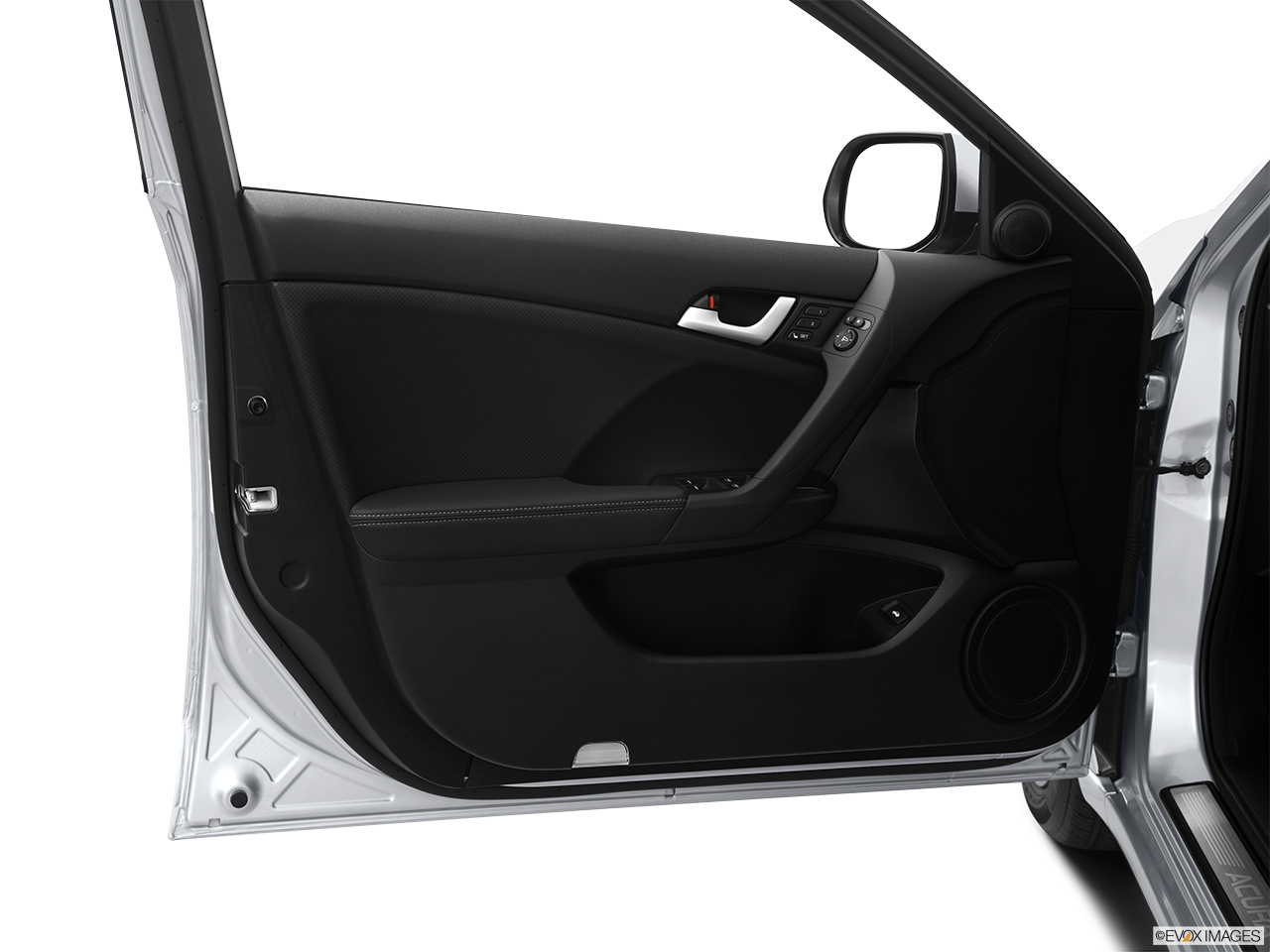 2012 Acura TSX 5-Speed Automatic Inside of driver's side open door, window open. 