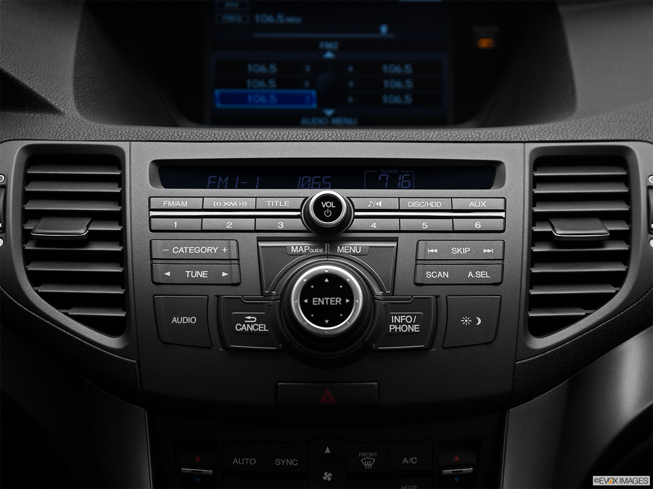 2012 Acura TSX 5-Speed Automatic Closeup of radio head unit 