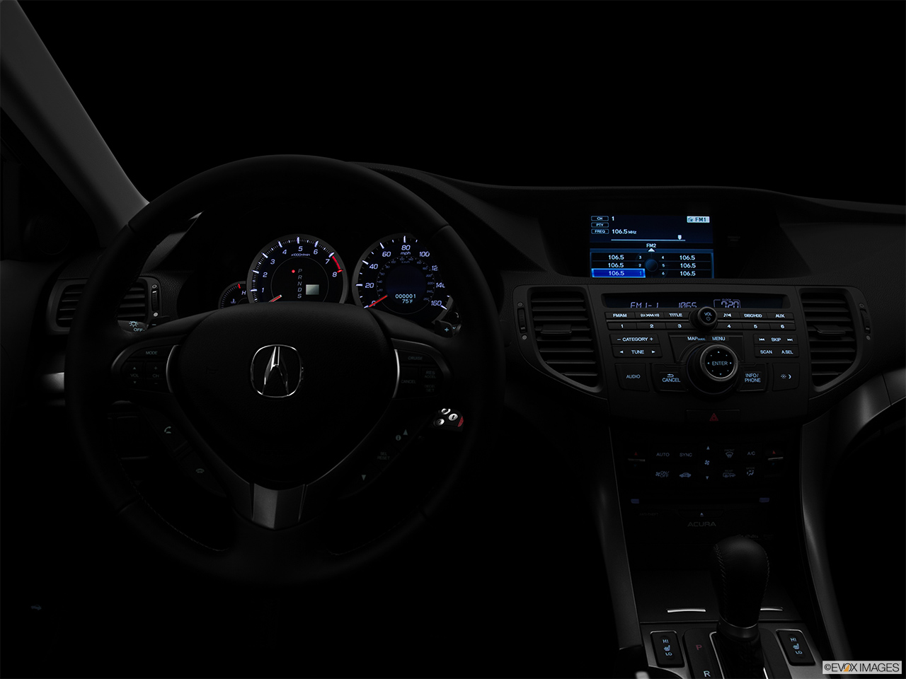 2012 Acura TSX 5-Speed Automatic Centered wide dash shot - "night" shot. 