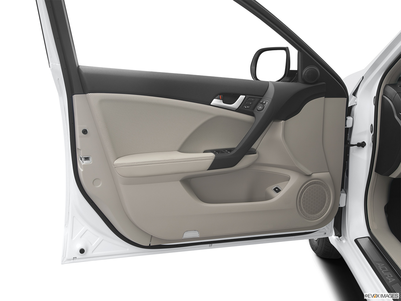 2012 Acura TSX Sport Wagon Inside of driver's side open door, window open. 