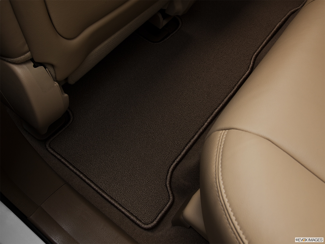 2012 Acura MDX Base Rear driver's side floor mat. Mid-seat level from outside looking in. 