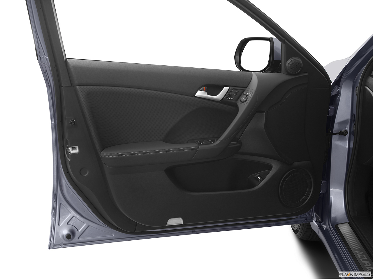 2012 Acura TSX V6 Inside of driver's side open door, window open. 