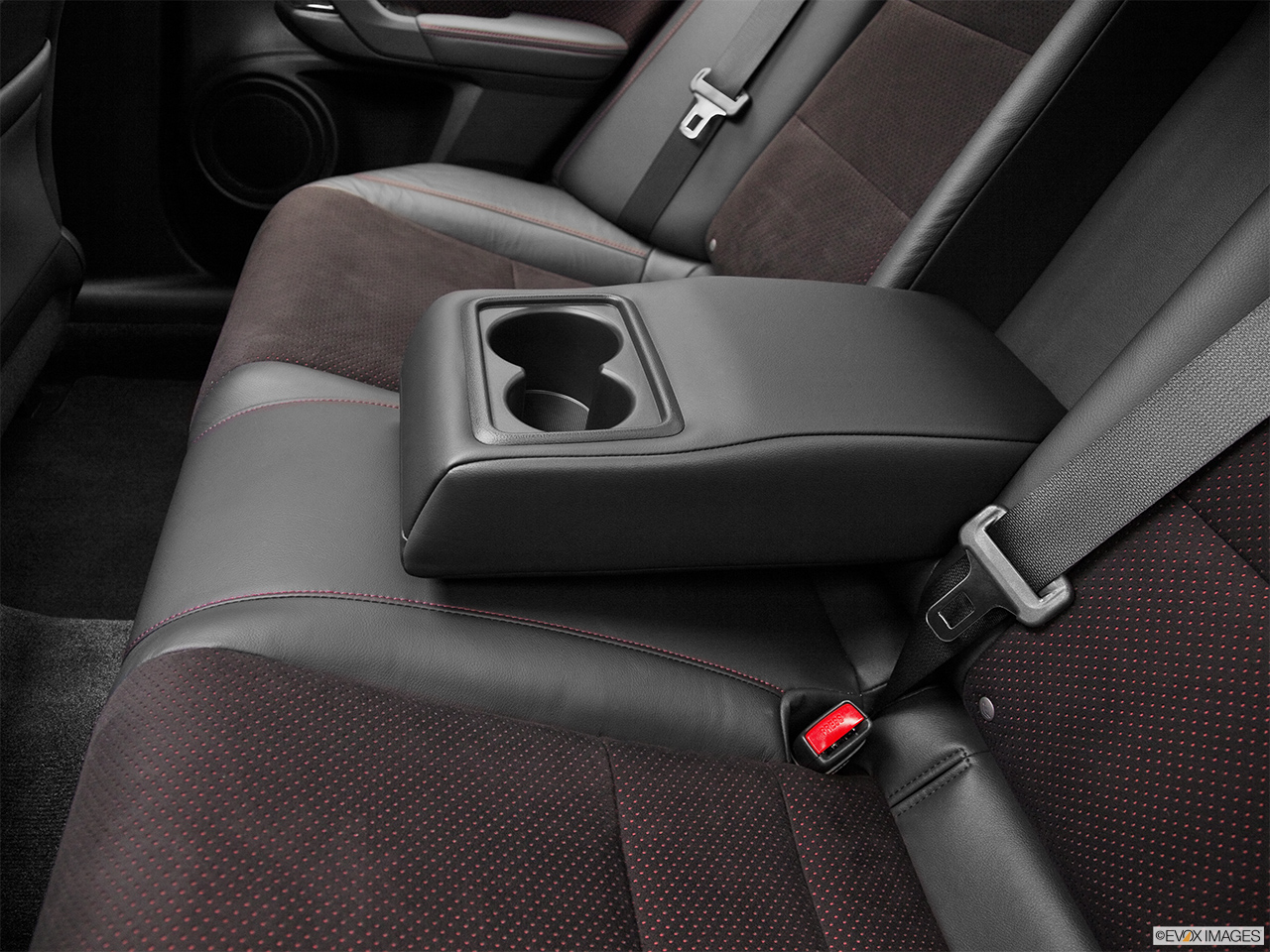 2012 Acura TSX Special Edition 6-Speed Manual Rear center console with closed lid from driver's side looking down. 