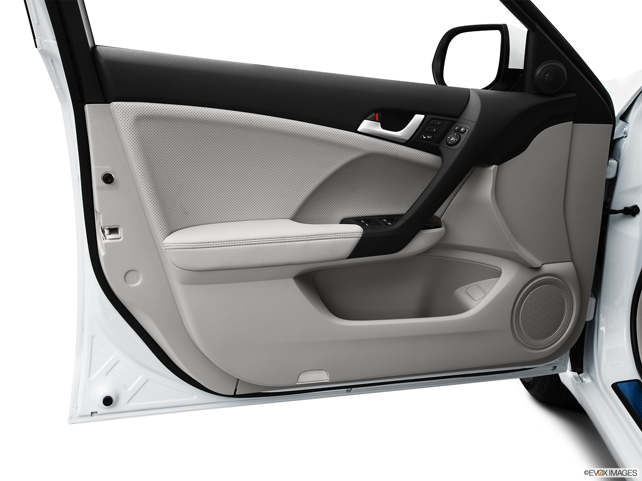 2012 Acura TSX Base Inside of driver's side open door, window open. 