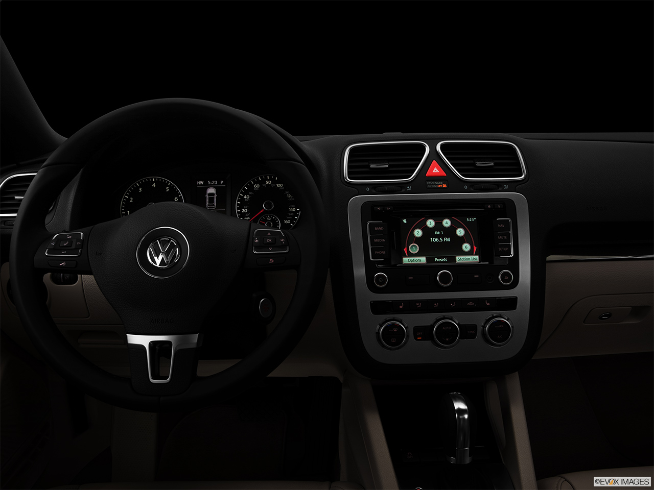 2013 Volkswagen Eos Lux Centered wide dash shot - "night" shot. 
