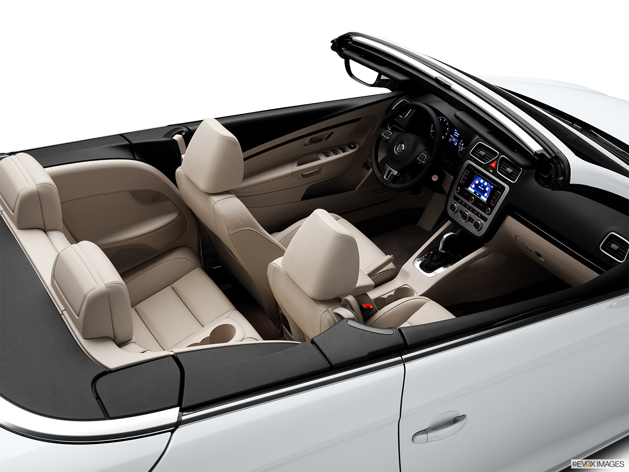 2013 Volkswagen Eos Lux Convertible Hero (high from passenger, looking down into interior). 