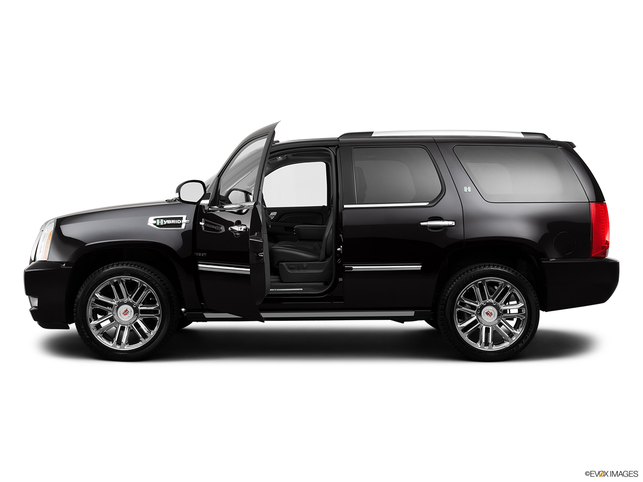2013 Cadillac Escalade Hybrid Platinum Driver's side profile with drivers side door open. 
