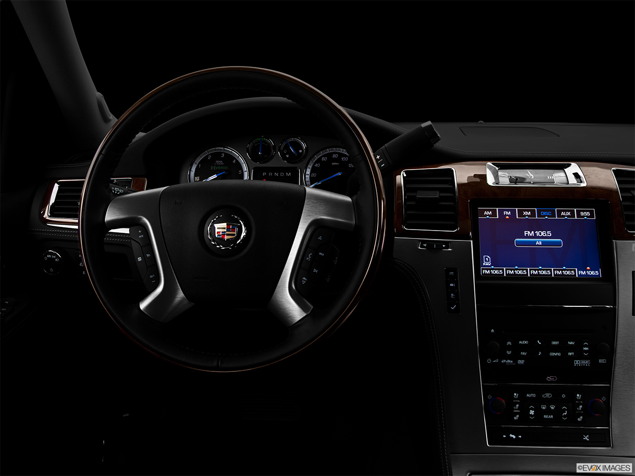 2013 Cadillac Escalade Hybrid Platinum Centered wide dash shot - "night" shot. 
