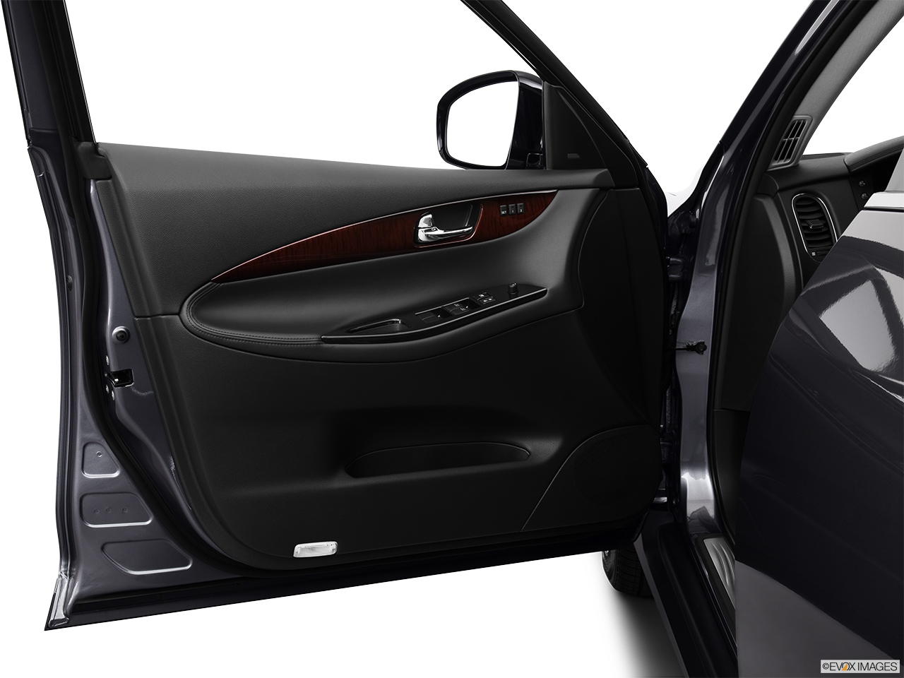 2013 Infiniti EX EX37 Journey AWD Inside of driver's side open door, window open. 
