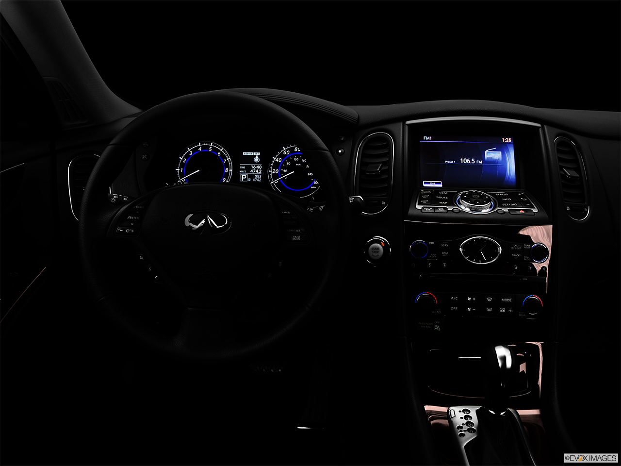 2013 Infiniti EX EX37 Journey AWD Centered wide dash shot - "night" shot. 