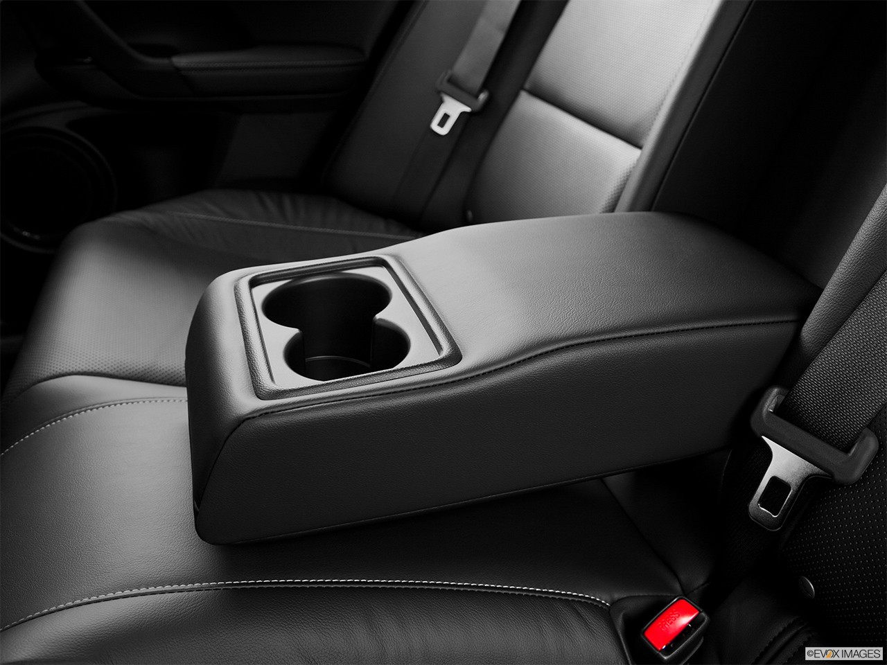 2013 Acura TSX 5-speed Automatic Rear center console with closed lid from driver's side looking down. 