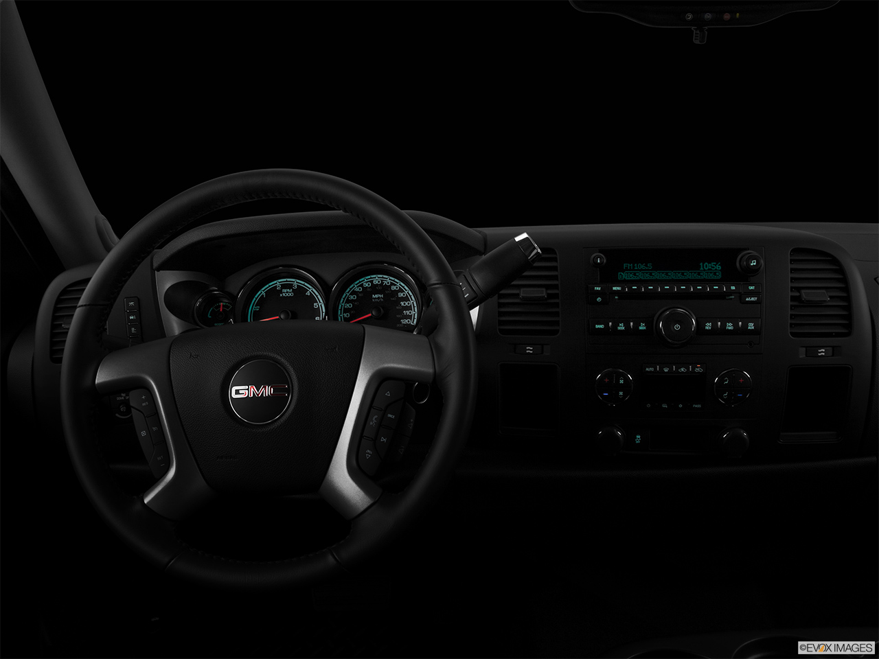 2013 GMC Sierra 1500 Hybrid 3HA Centered wide dash shot - "night" shot. 