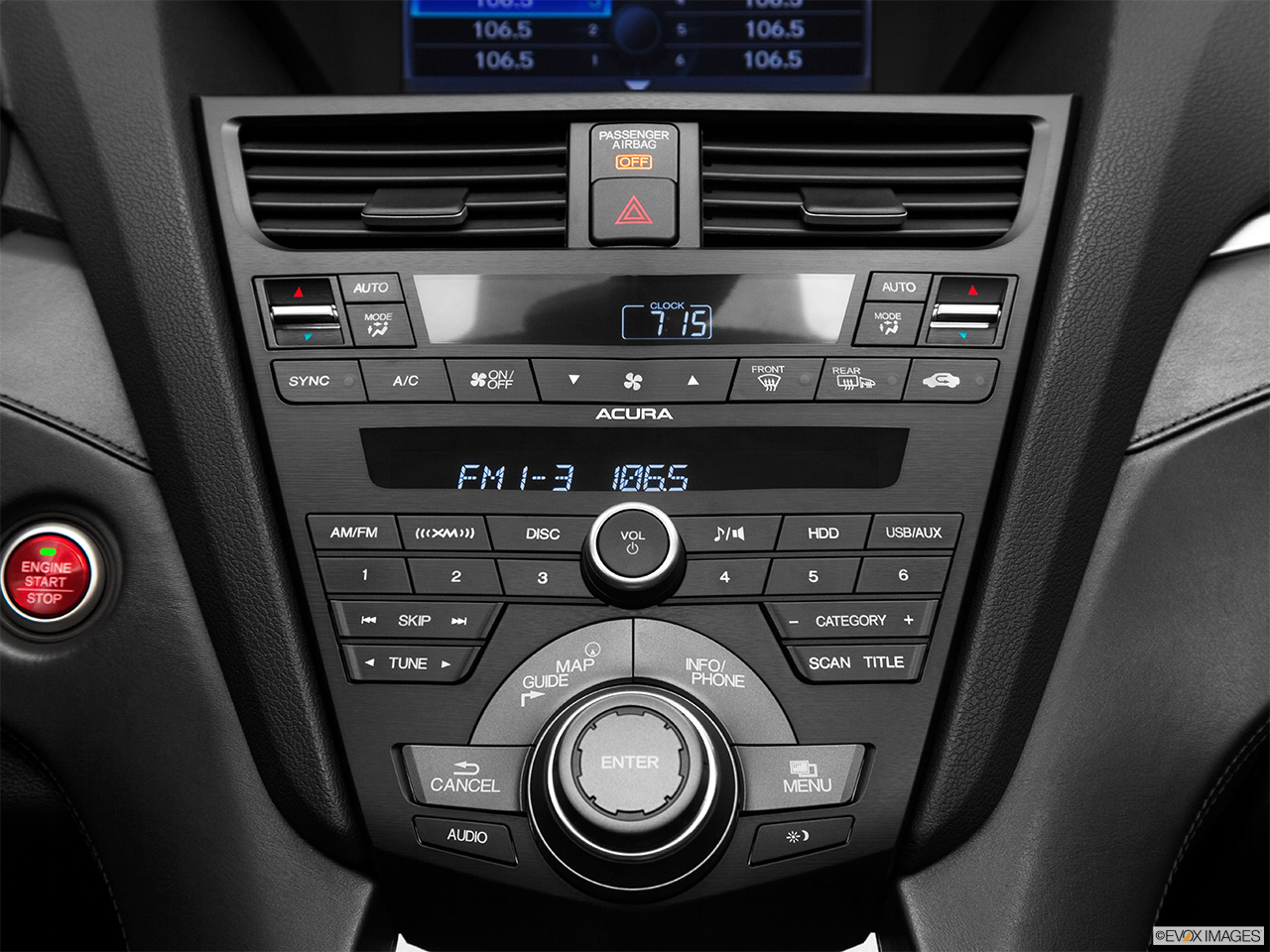 2013 Acura ZDX Base Closeup of radio head unit 