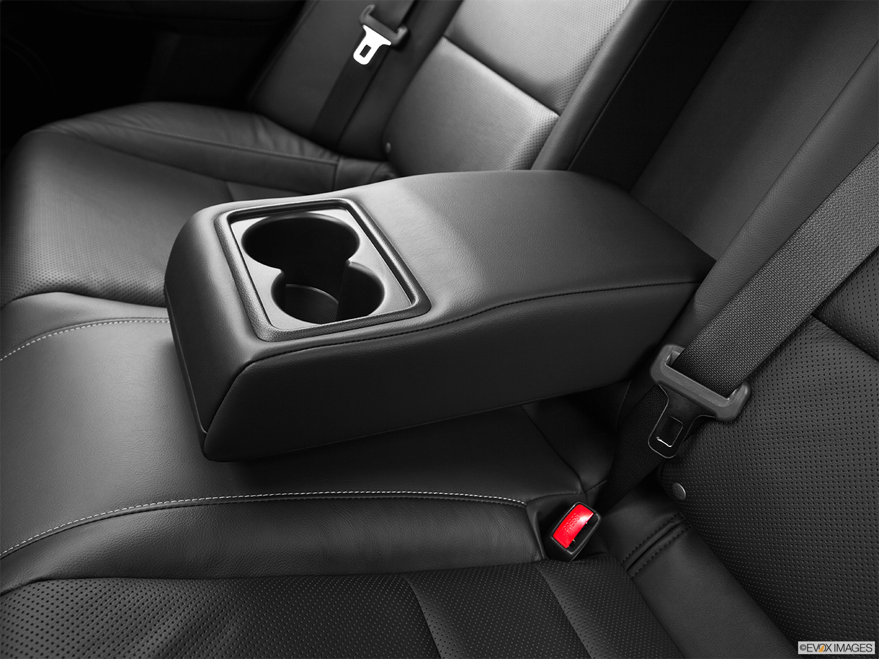 2013 Acura TSX 5-Speed Automatic Rear center console with closed lid from driver's side looking down. 