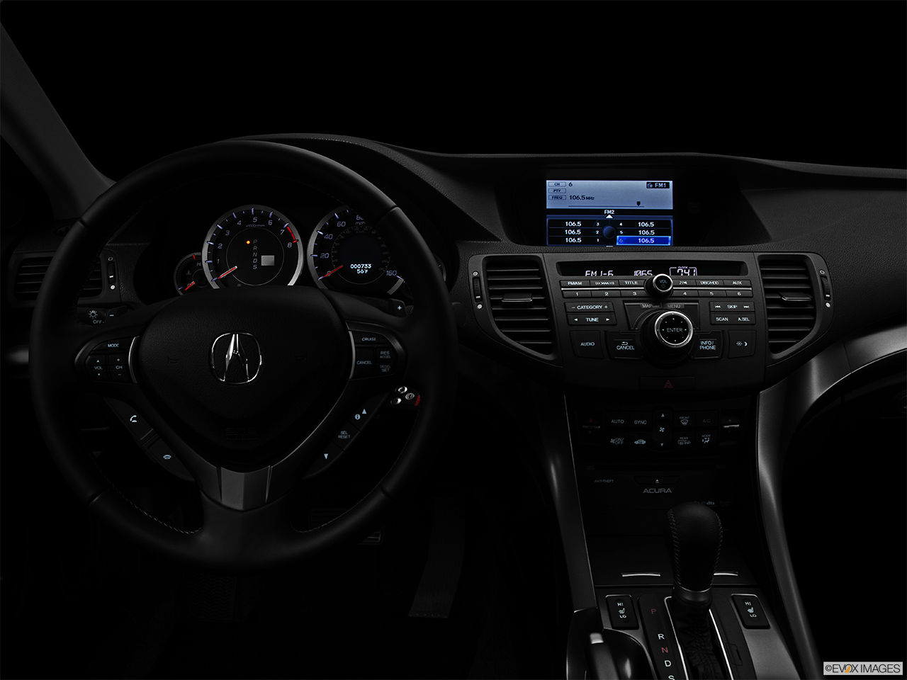 2013 Acura TSX 5-Speed Automatic Centered wide dash shot - "night" shot. 