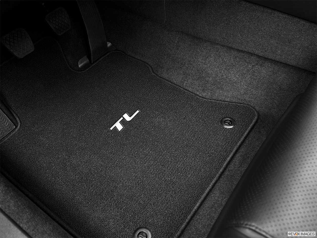2013 Acura TL SH-AWD Driver's floor mat and pedals. Mid-seat level from outside looking in. 