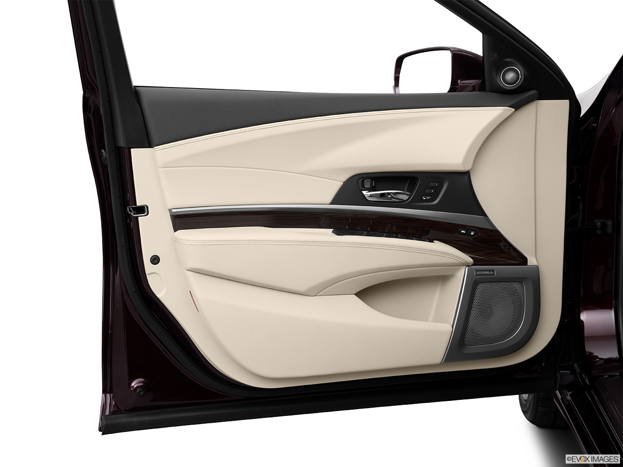 2014 Acura RLX Base Inside of driver's side open door, window open. 