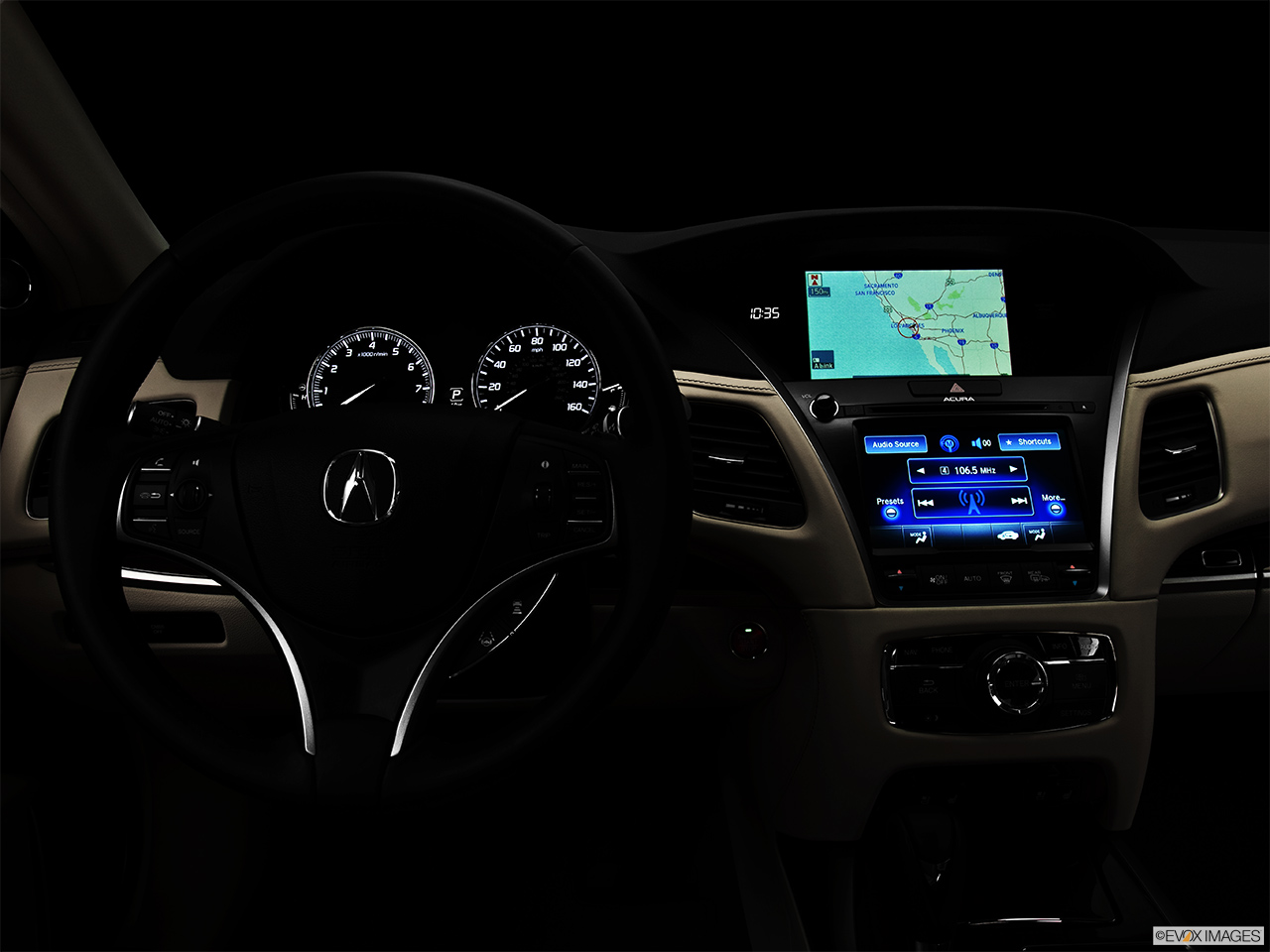 2014 Acura RLX Base Centered wide dash shot - "night" shot. 