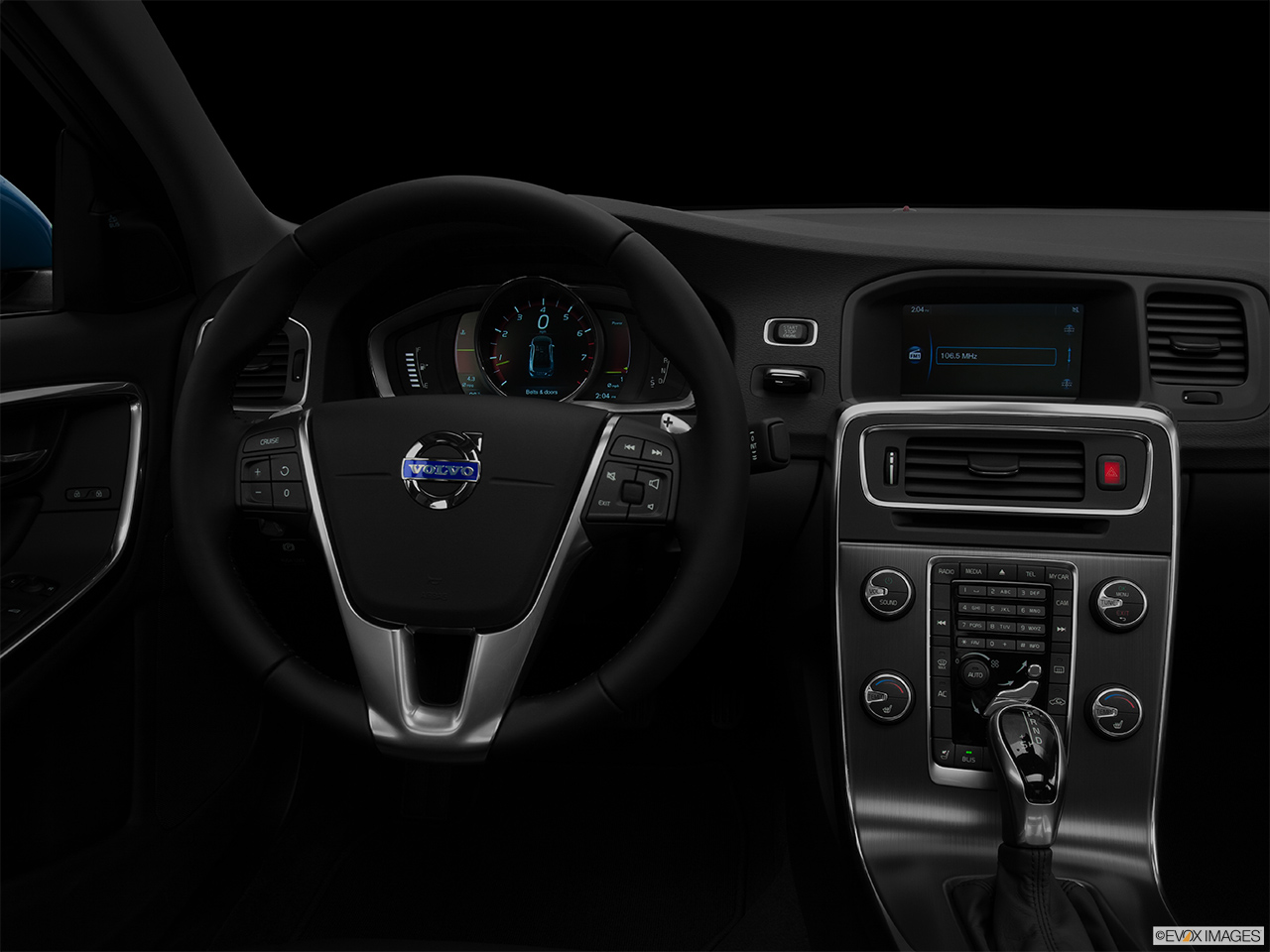 2014 Volvo S60 T5 FWD Premier Plus Centered wide dash shot - "night" shot. 