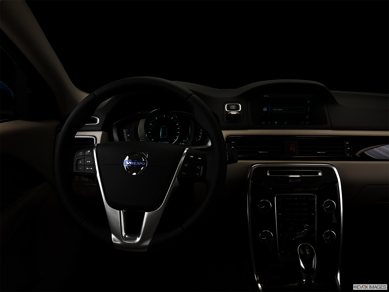 2014 Volvo S80 T6 AWD Platinum Centered wide dash shot - "night" shot. 