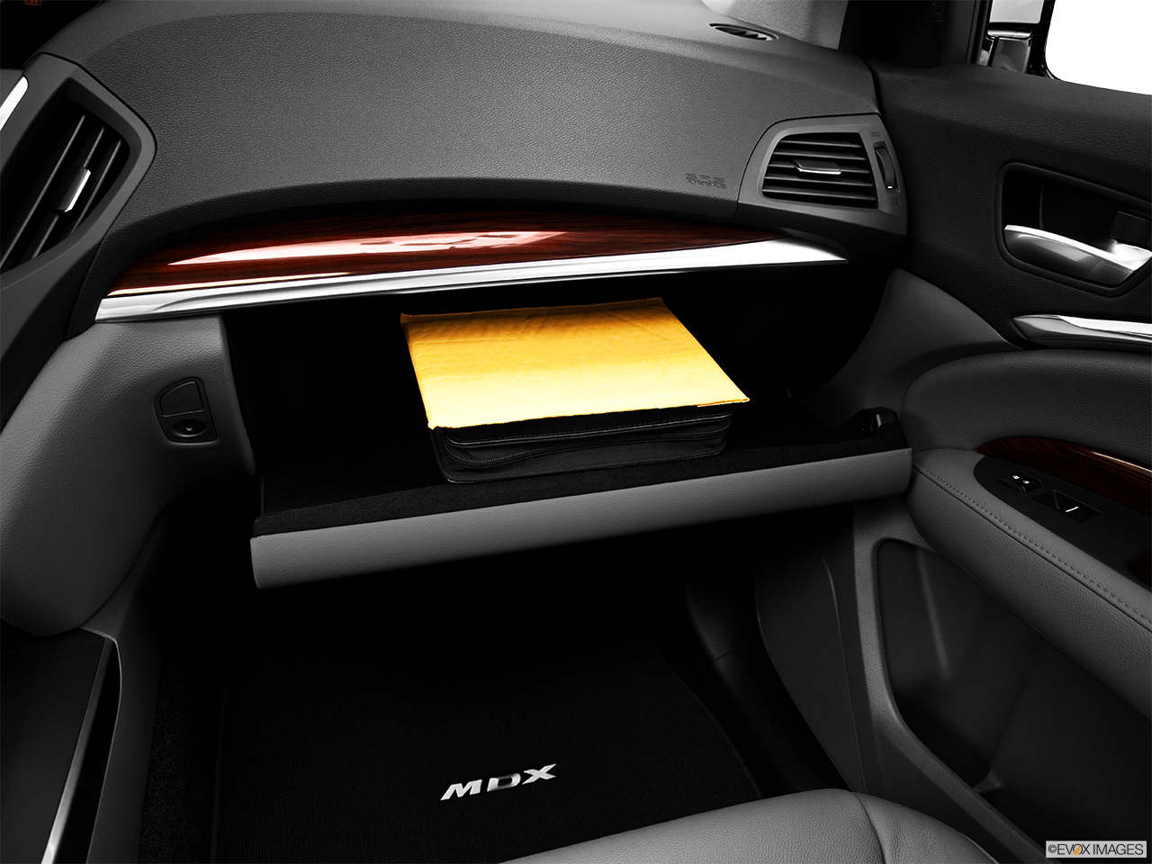 2014 Acura MDX SH-AWD Glove box open. 