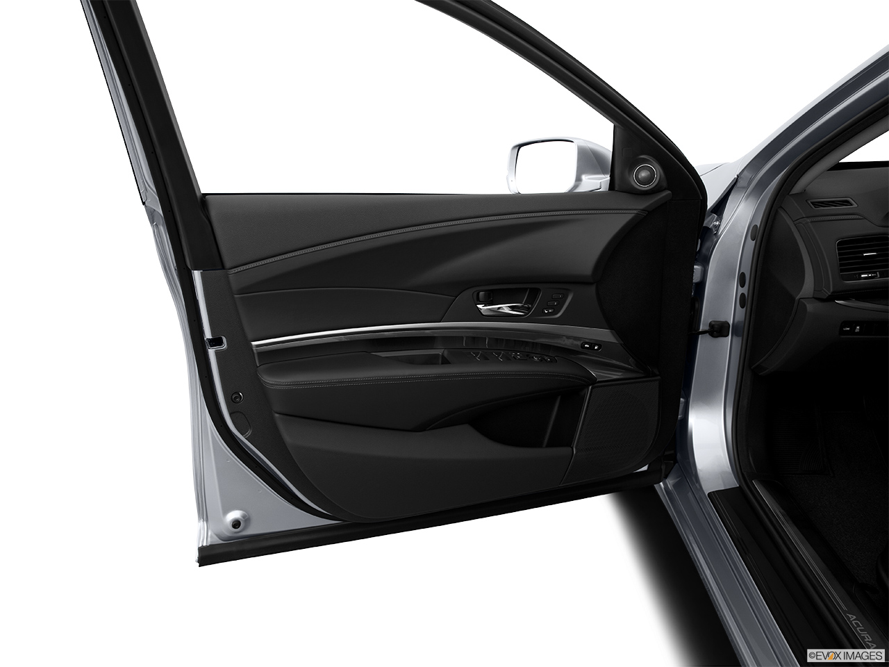 2014 Acura RLX Base Inside of driver's side open door, window open. 