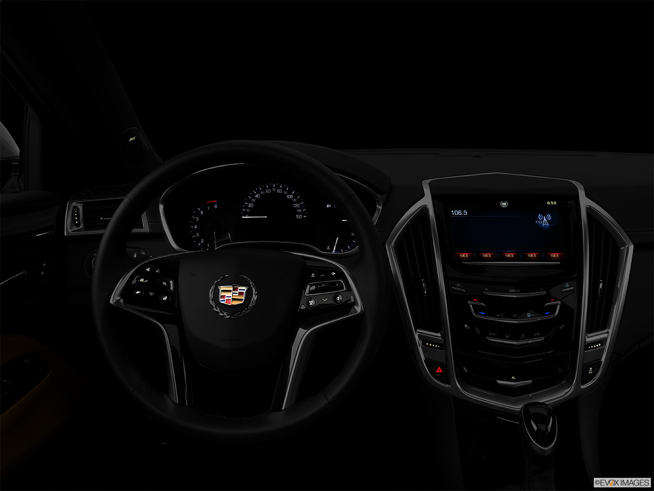 2014 Cadillac SRX Luxury Centered wide dash shot - "night" shot. 