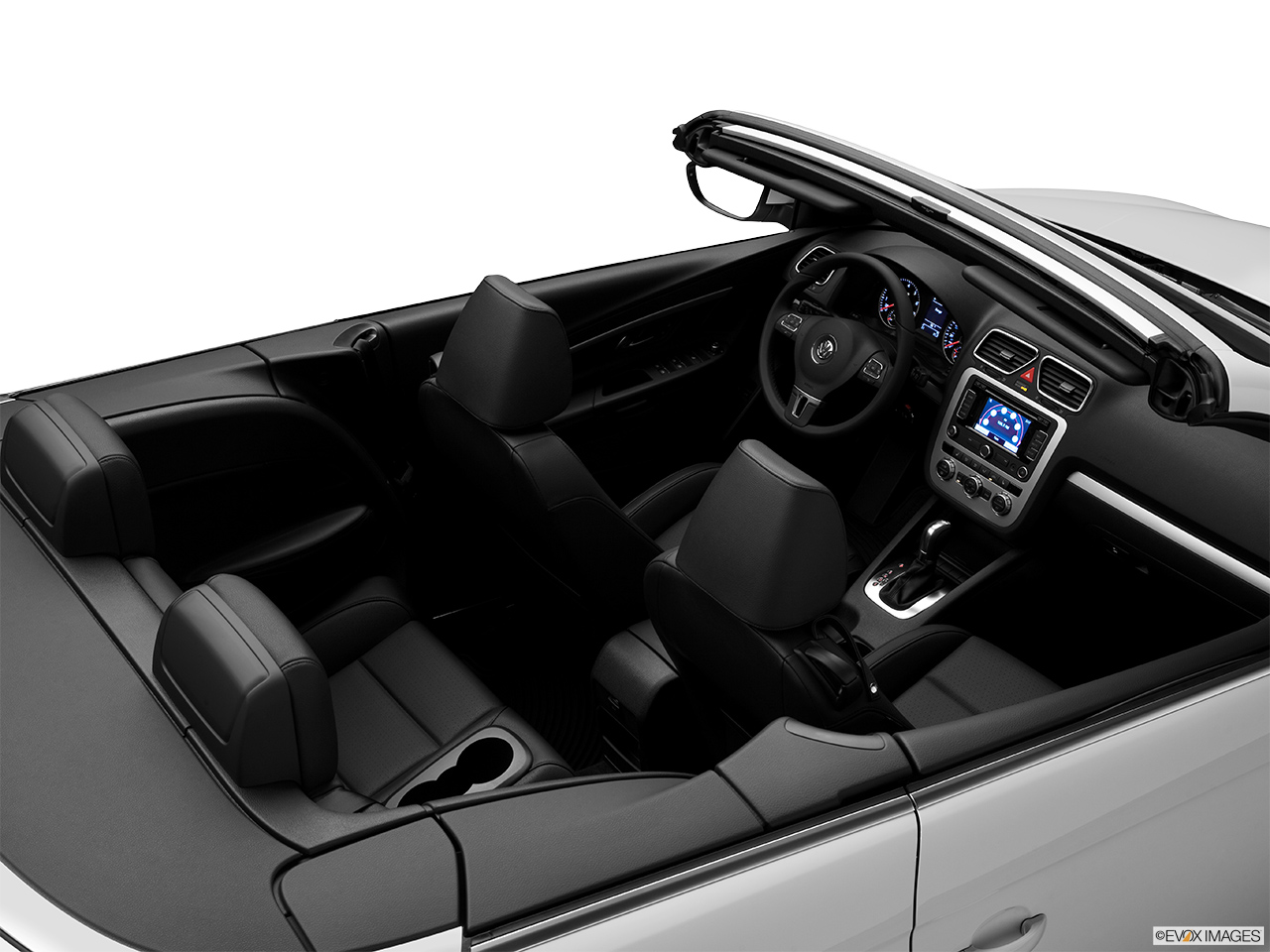 2014 Volkswagen Eos Komfort Convertible Hero (high from passenger, looking down into interior). 