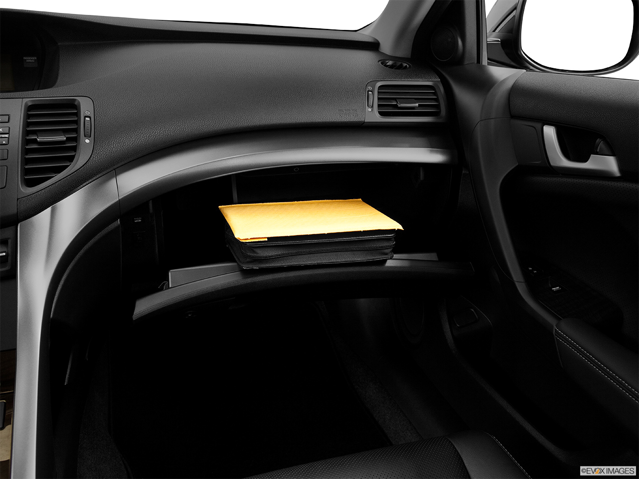 2014 Acura TSX 5-speed Automatic Glove box open. 