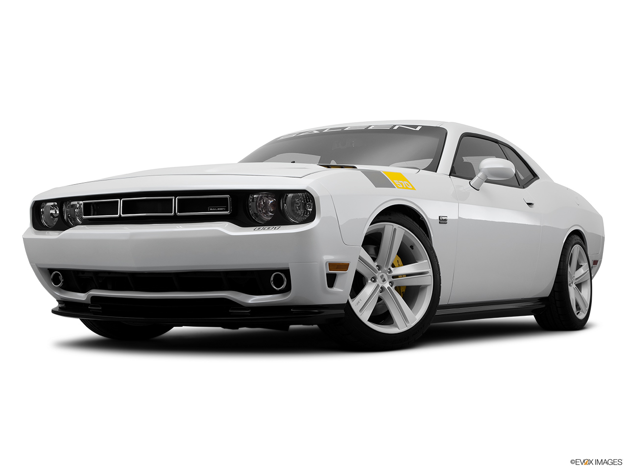 2014 Saleen 570 Challenger Label 570 Black Label Front angle view, low wide perspective. 