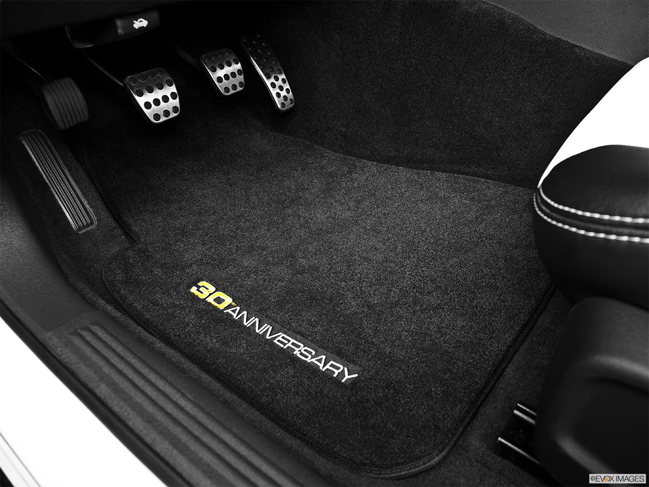 2014 Saleen 570 Challenger Label 570 Black Label Driver's floor mat and pedals. Mid-seat level from outside looking in. 