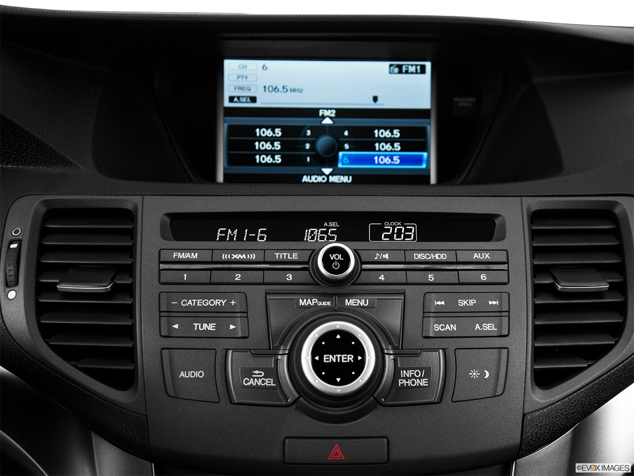 2014 Acura TSX Sport Wagon Base Closeup of radio head unit 