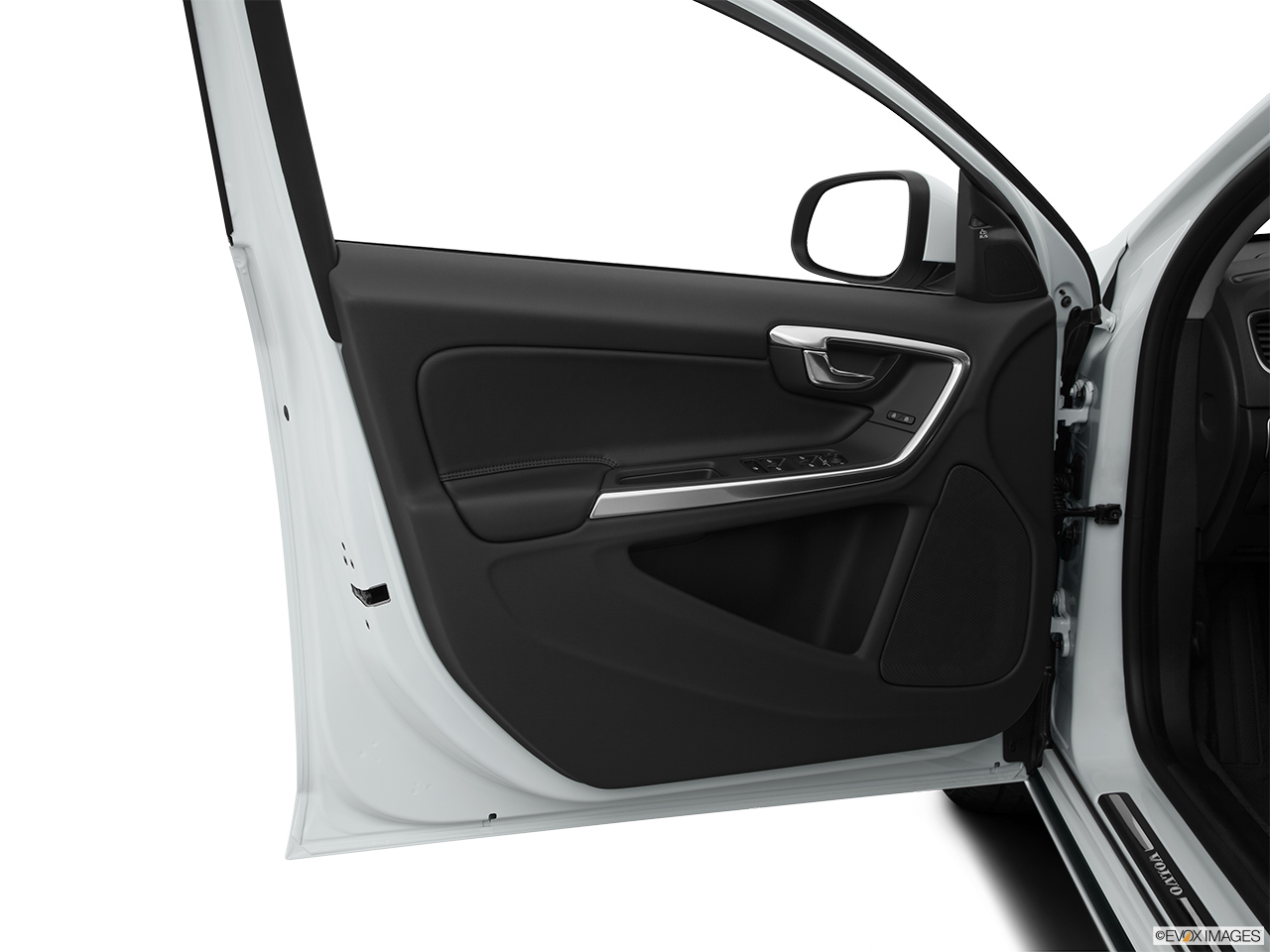2015 Volvo V60 Premier Plus Inside of driver's side open door, window open. 