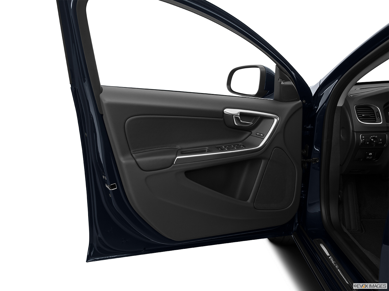 2015 Volvo S60 Premier Inside of driver's side open door, window open. 