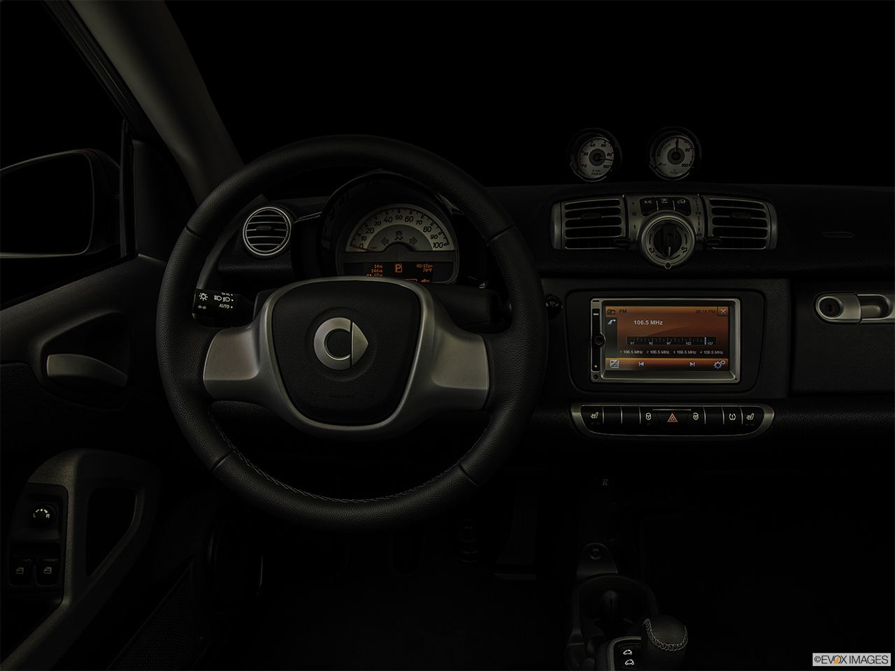 2014 Smart Fortwo Electric Drive Base Centered wide dash shot - "night" shot. 