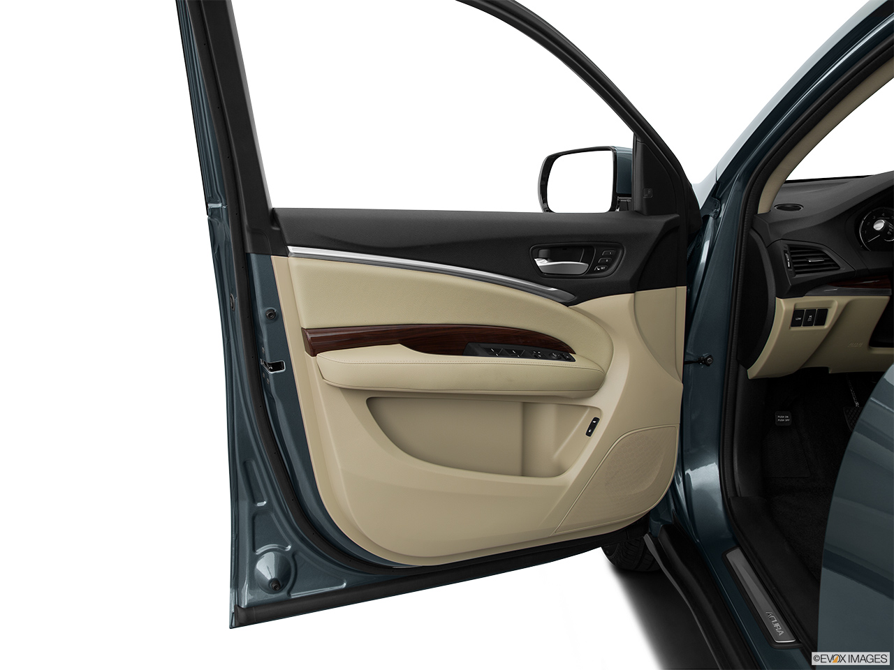 2016 Acura MDX Base Inside of driver's side open door, window open. 